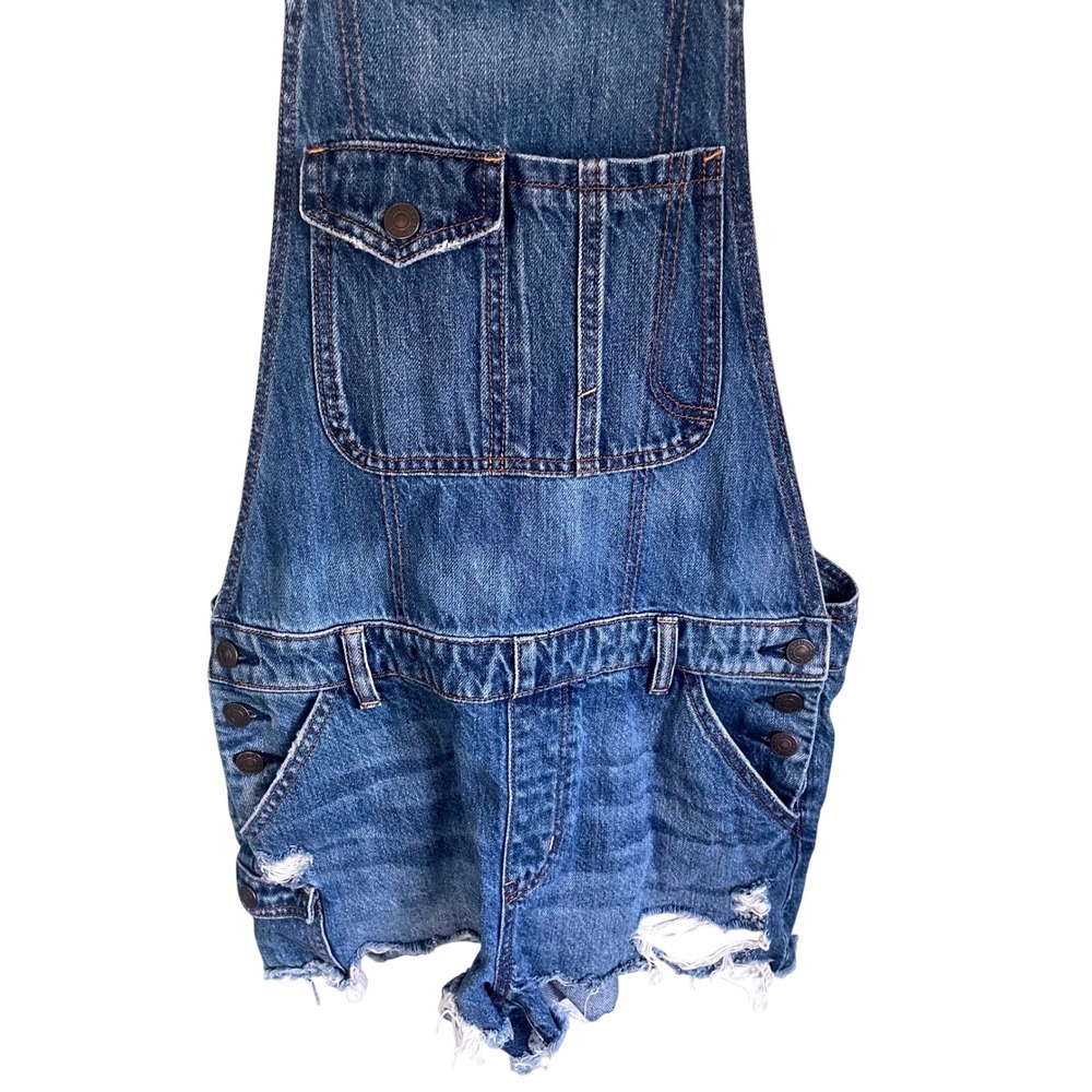 American Eagle Distressed Denim Shortalls Medium Wash Womens Small Cotton AE - Picture 3 of 7